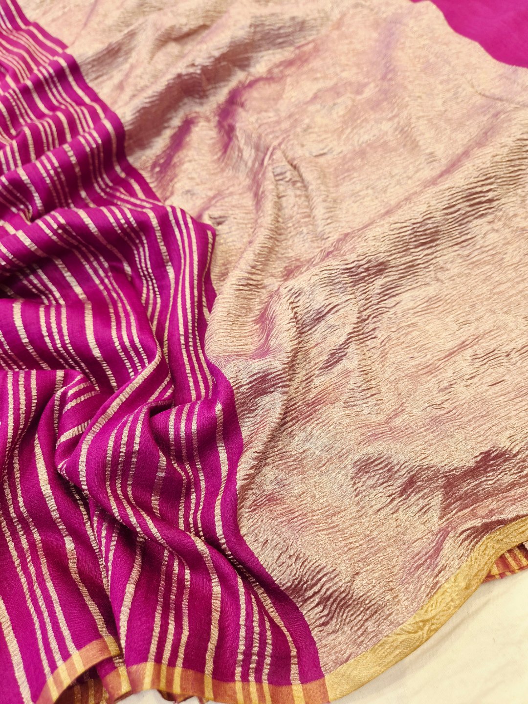 Plum Moonga Silk Banarasi saree blouse piece