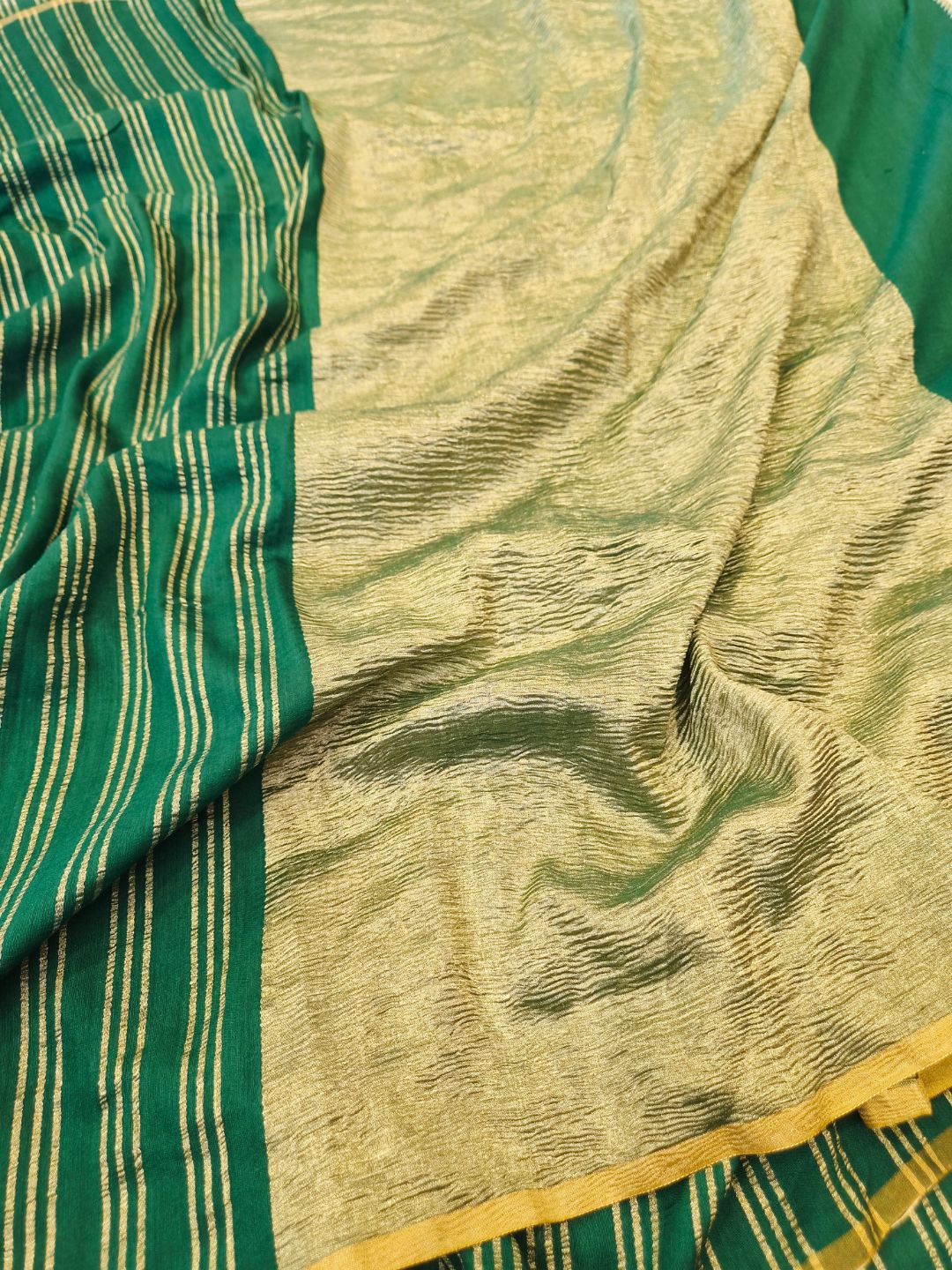 Bottle Green Moonga Silk Banarasi saree blouse piece