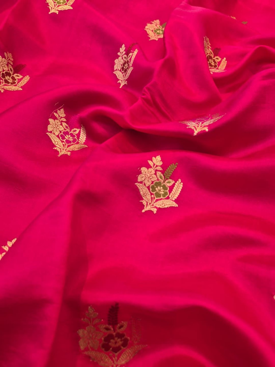Royal Pink Katan Silk Banarasi saree blouse piece