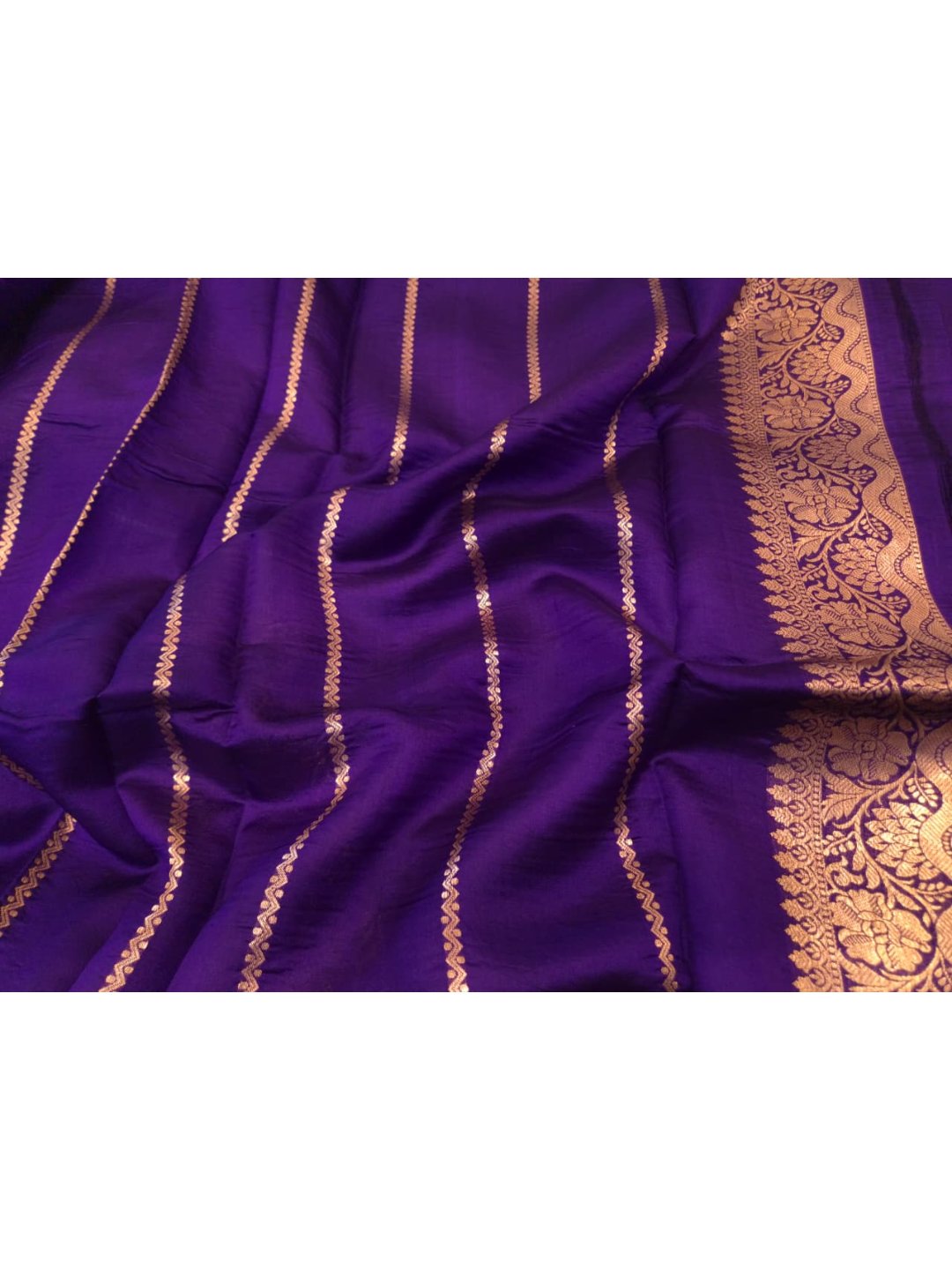 Royal Purple Katan Silk Banarasi saree zari work detail
