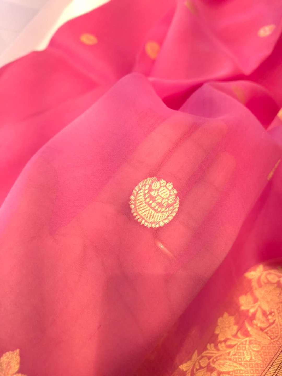 Light Pink Cora silk Banarasi saree blouse piece