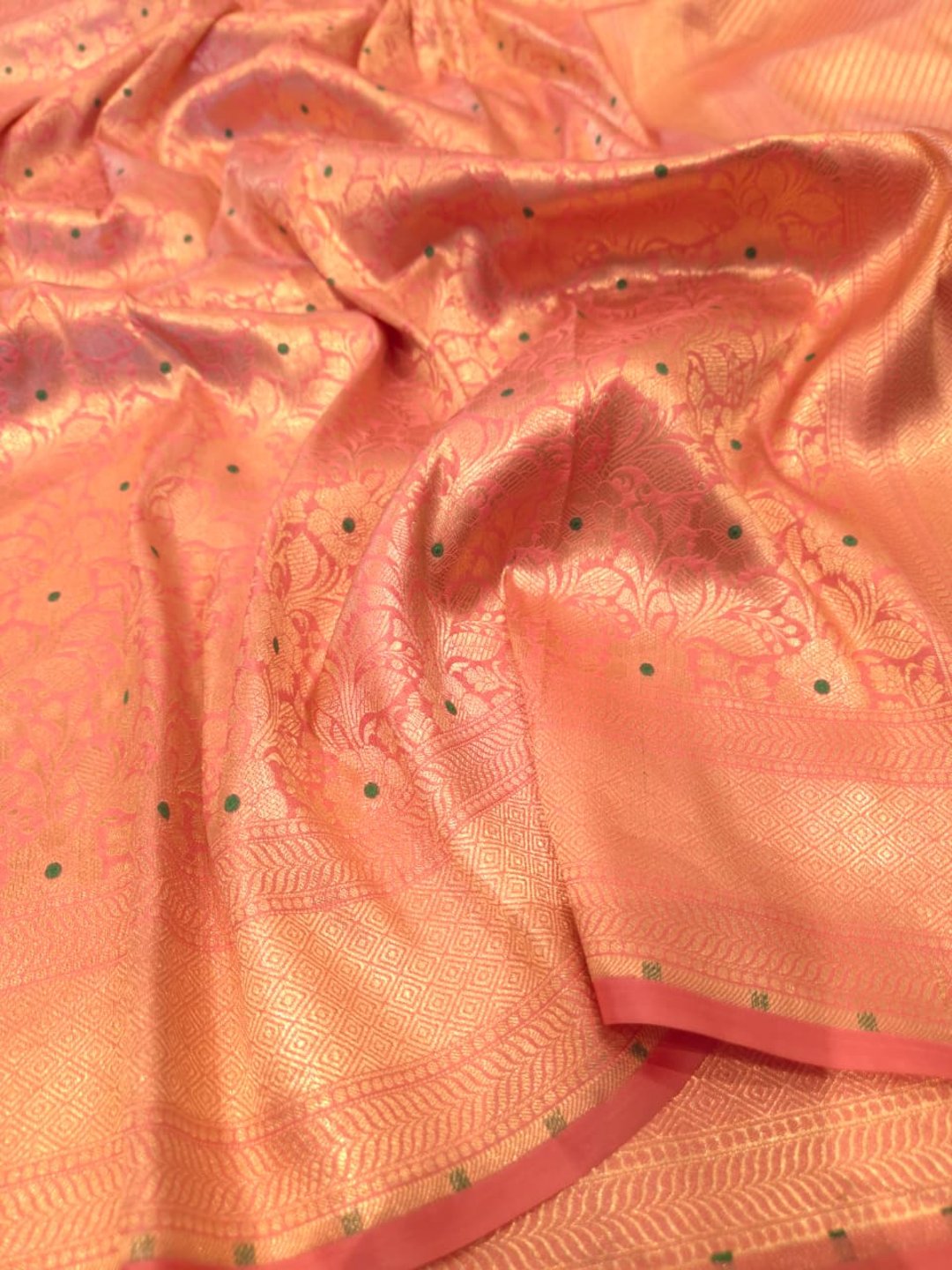 Baby Pinkl Katan Silk Banarasi saree blouse piece