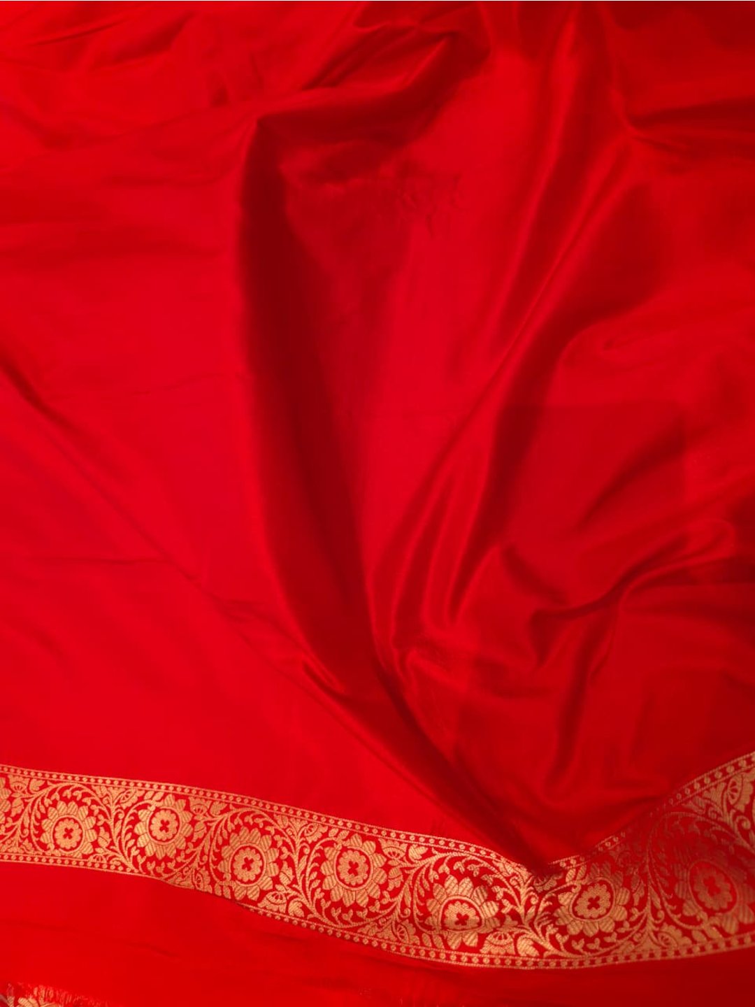 Dark Red Katan Silk Banarasi saree zari work detail