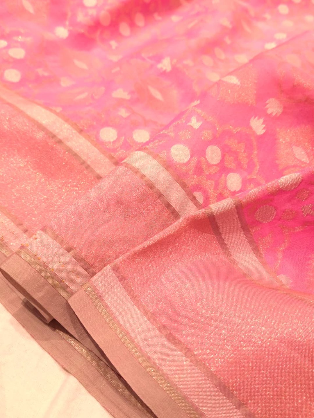 Light Pink Kora Silk Banarasi saree blouse piece