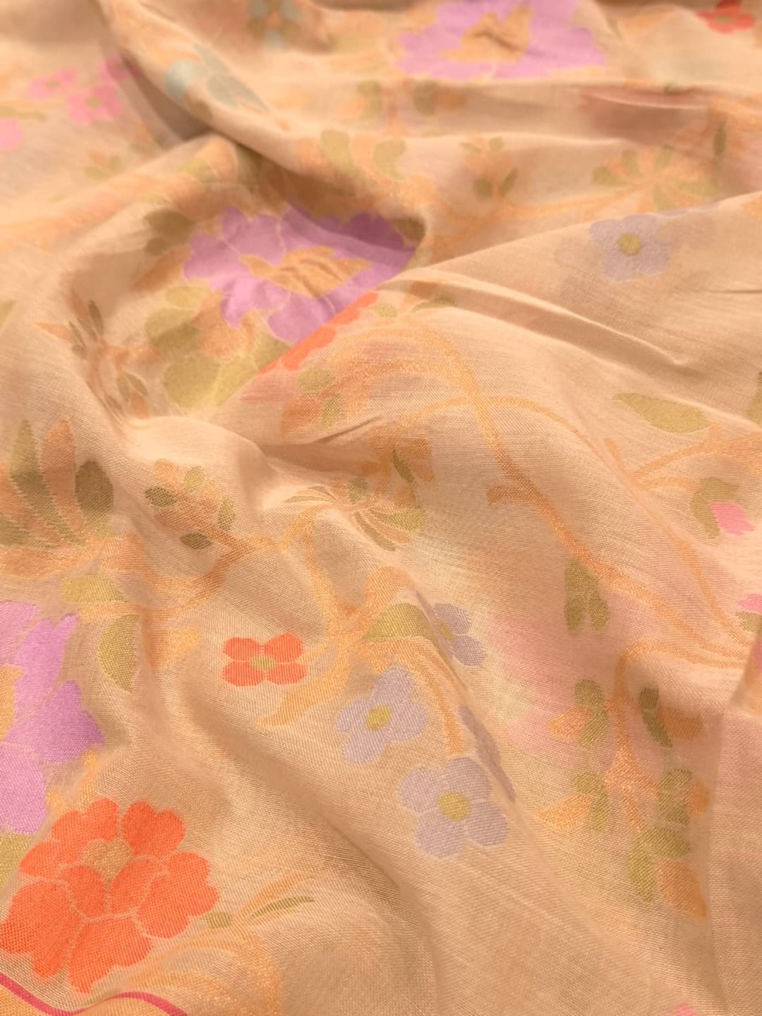 Muted MInt Green Cotton Banarasi saree pallu detail