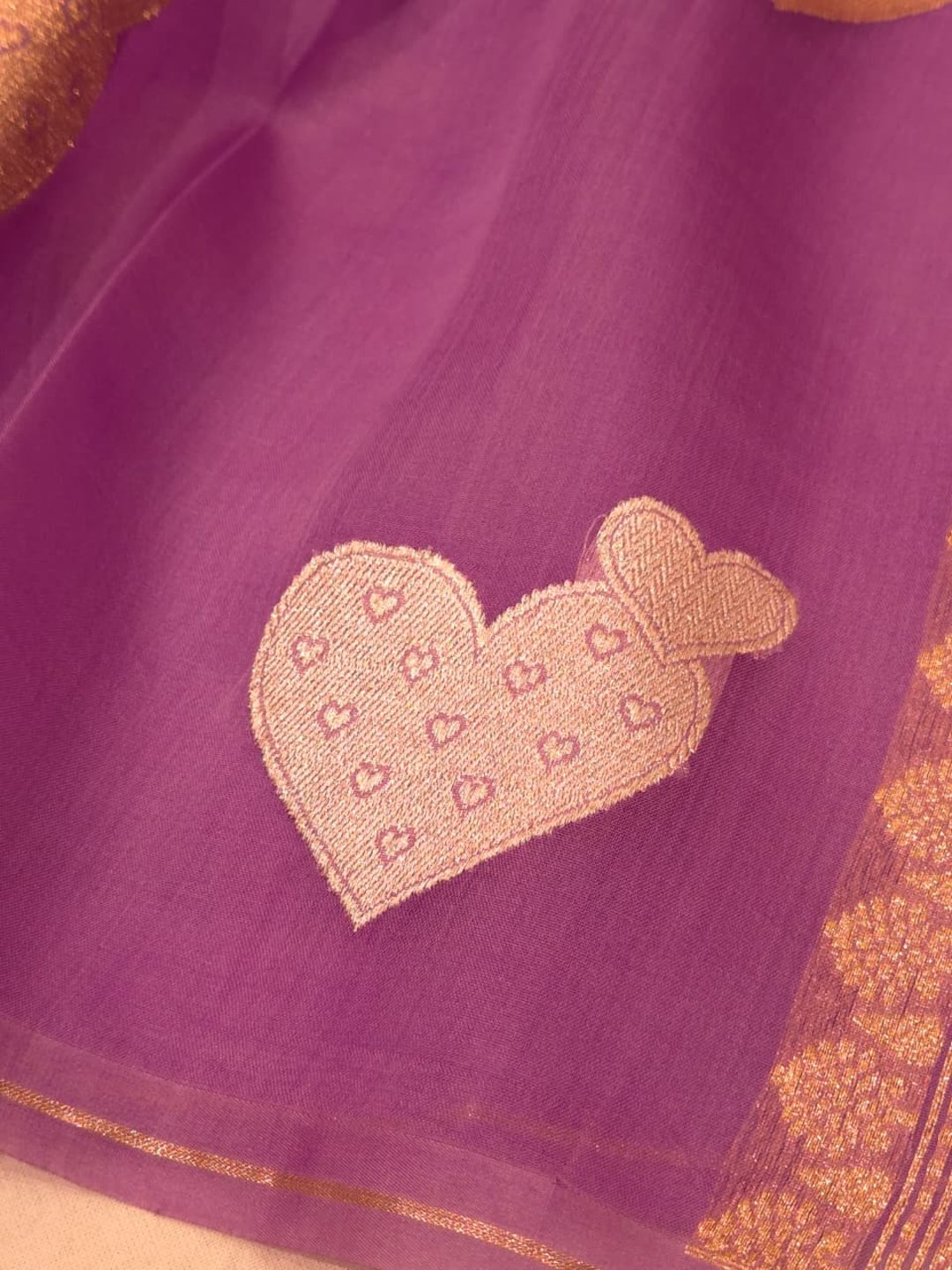 Levender Kora Silk Banarasi saree pallu detail