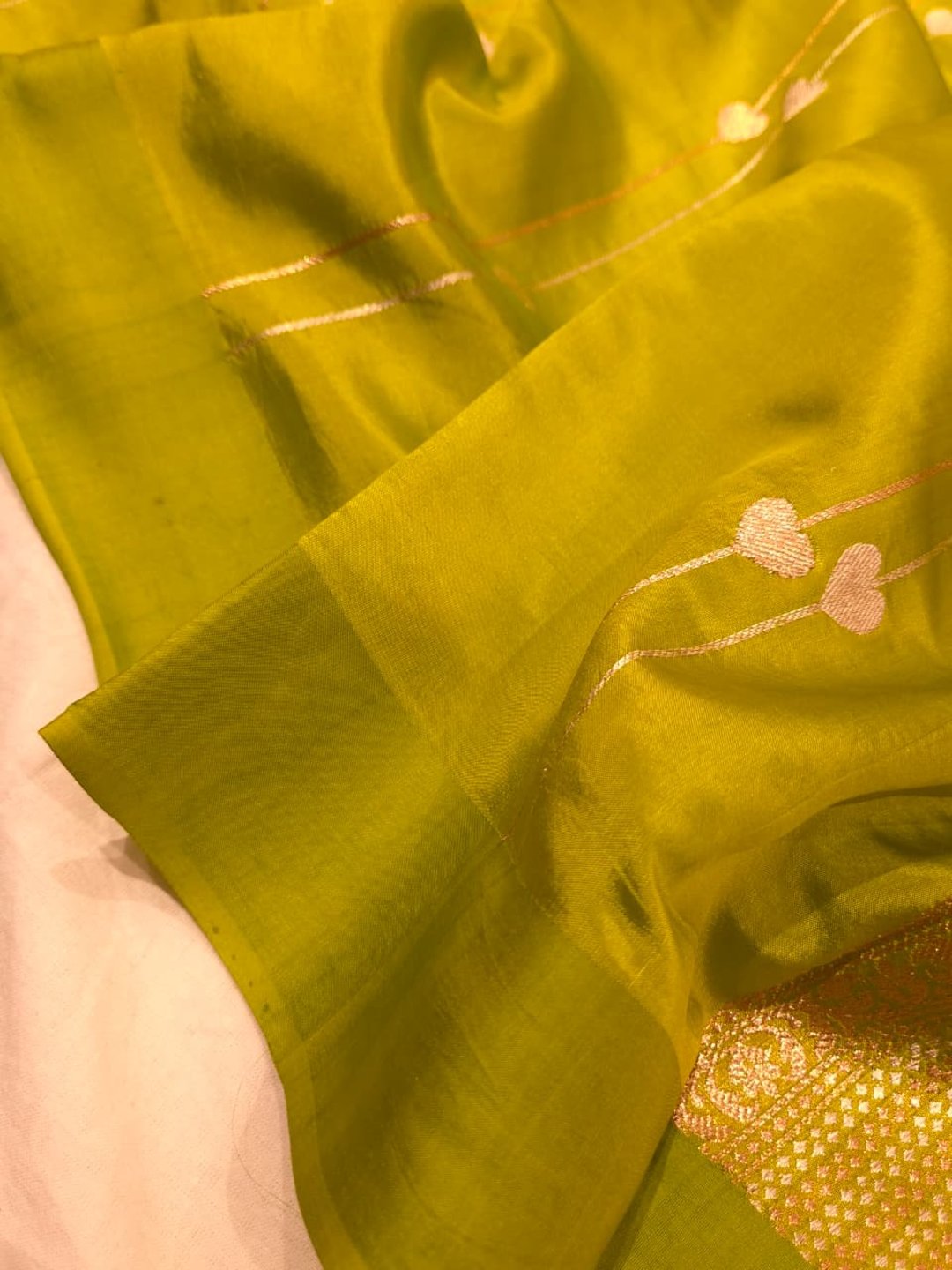 Parrot Green Katan Silk Banarasi saree blouse piece