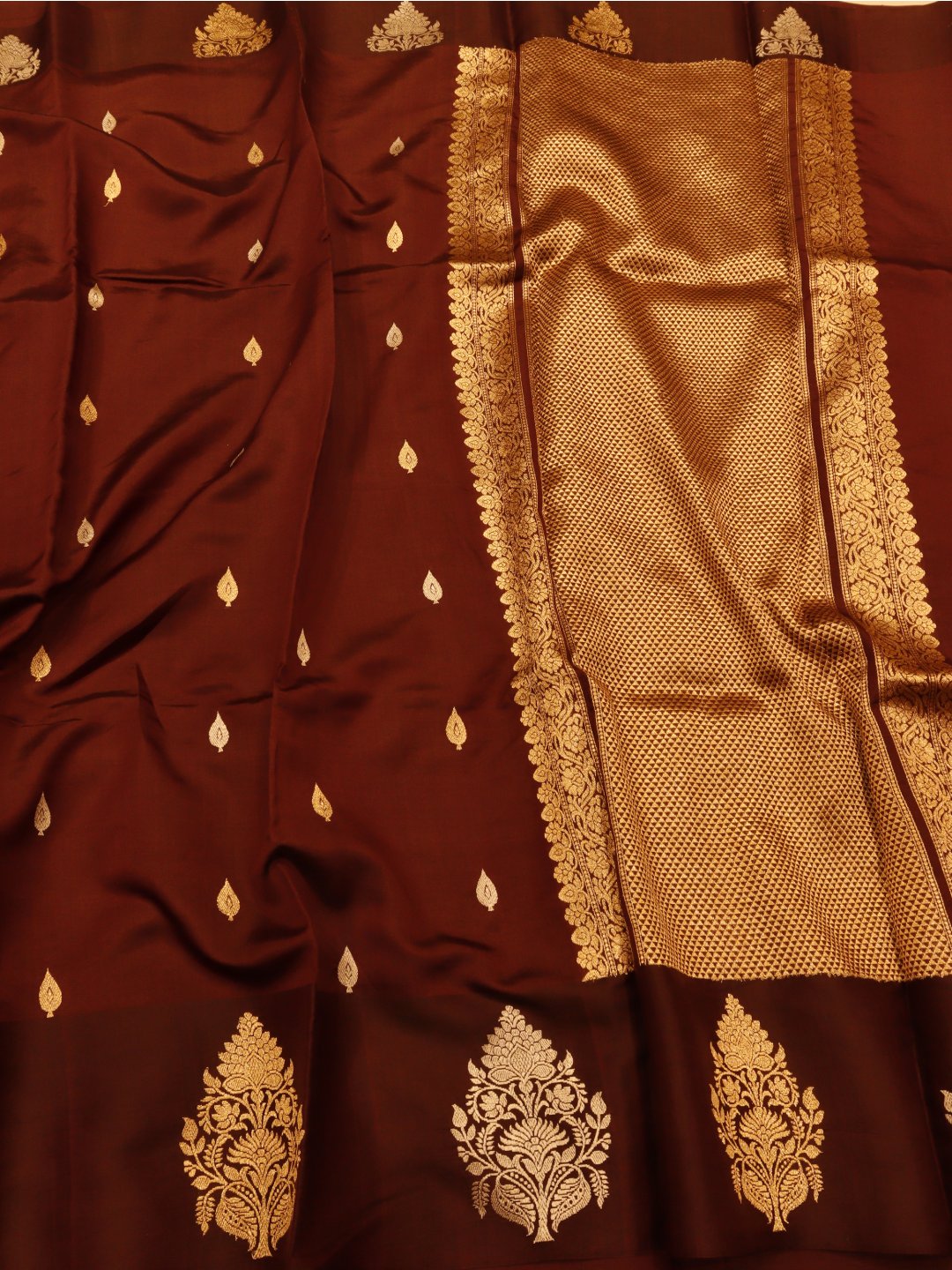 Deep Maroon Katan Silk Banarasi saree blouse piece