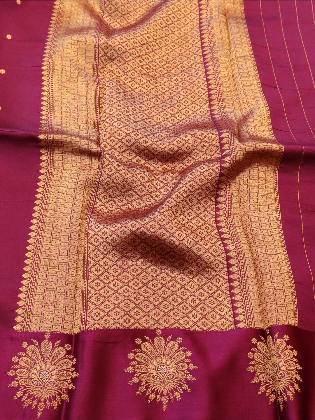 Dark Magenta Color Katan Silk Banarasi saree blouse piece