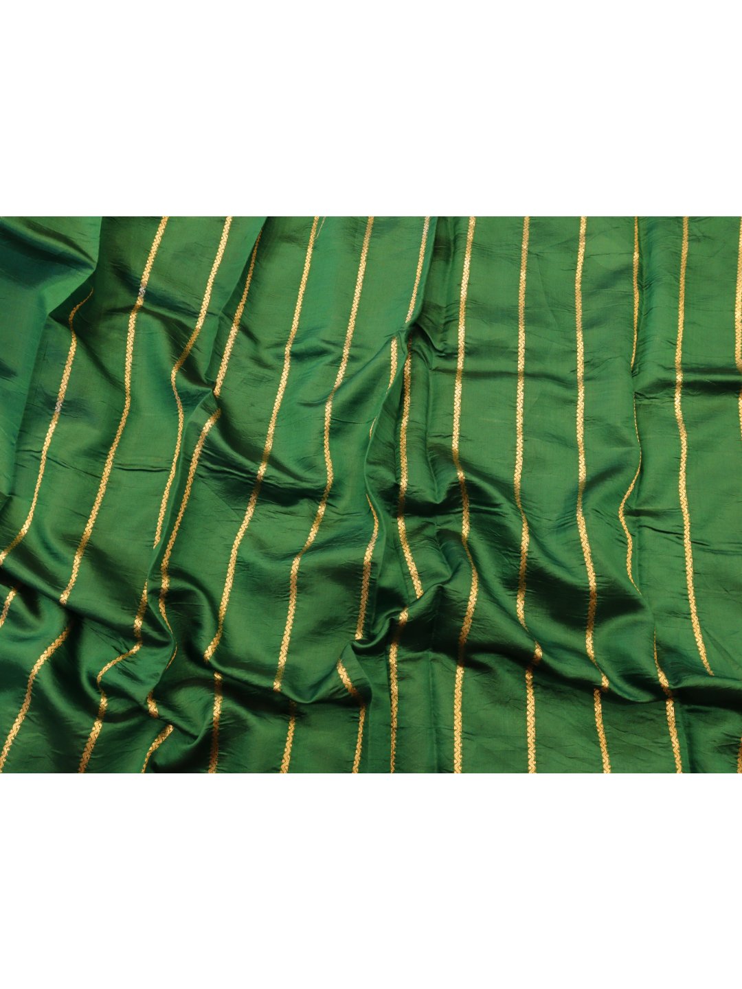 Dark Green Katan Silk Banarasi saree full spread