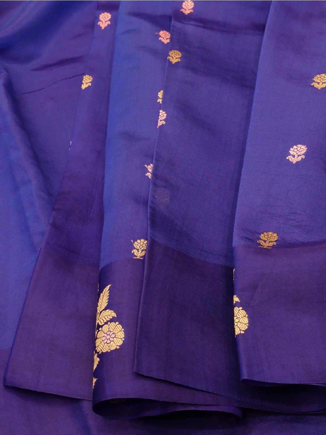 Royal Blue Katan Silk Banarasi saree blouse piece