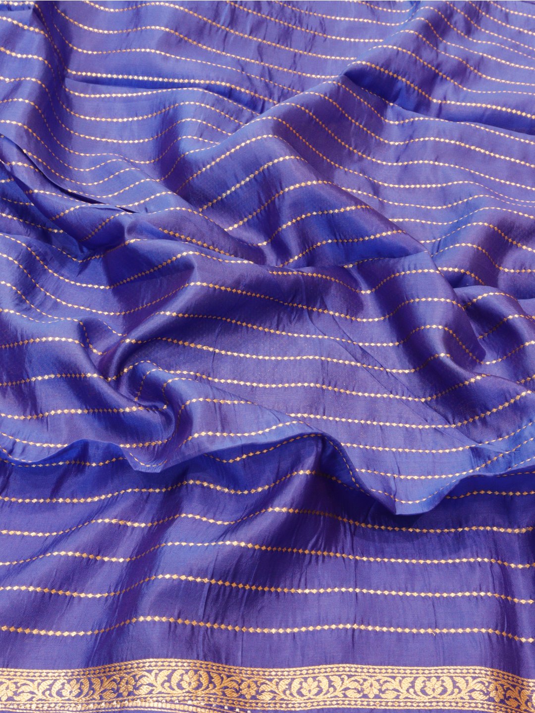Royal Blue Katan Silk Banarasi saree full spread