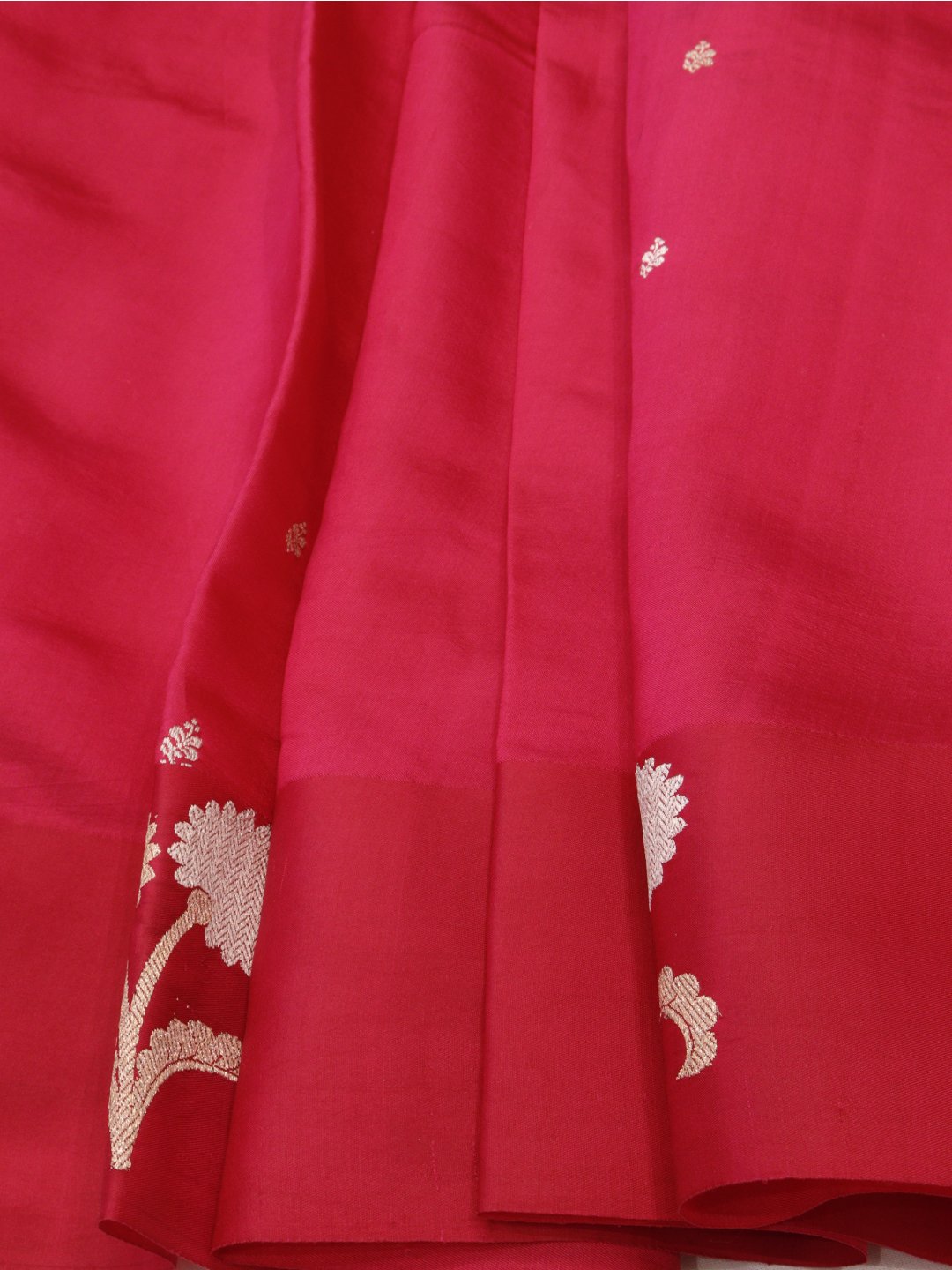 Rose Pink Katan Silk Banarasi saree pallu detail