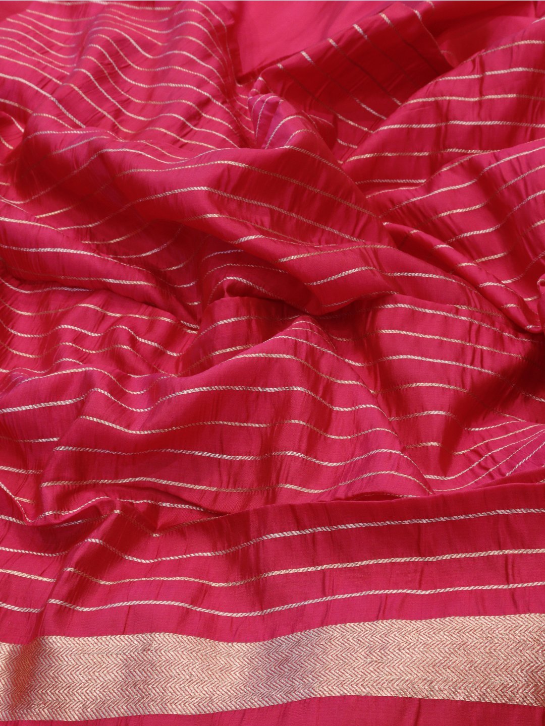 Rose Pink Katan Silk Banarasi saree full spread