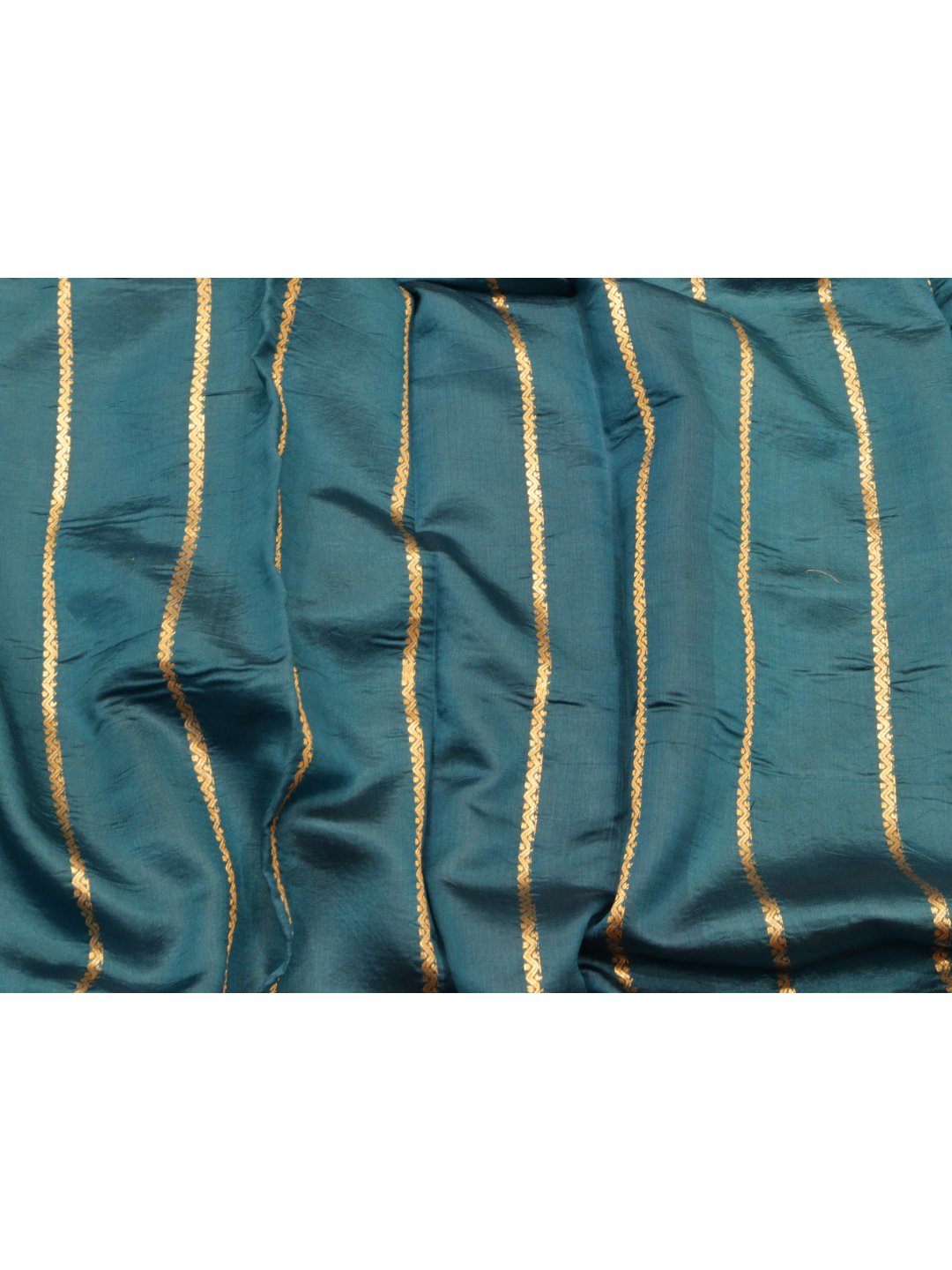 Dark Teal Blue Katan Silk Banarasi saree full spread
