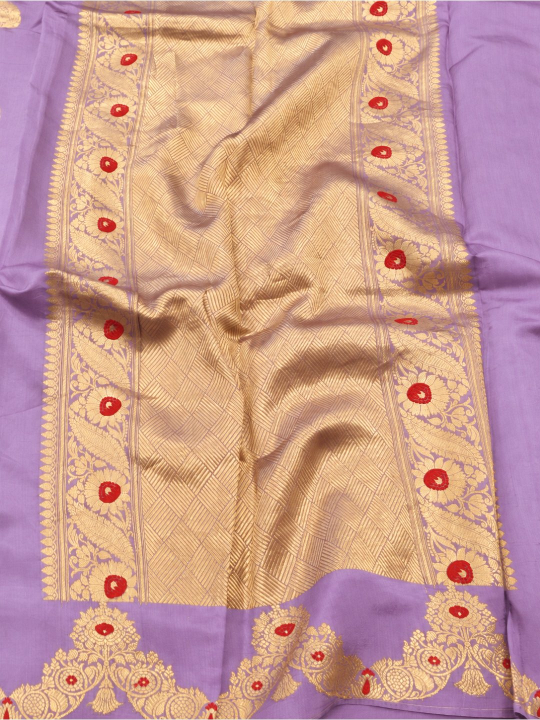 Light Levender Katan Silk Banarasi saree pallu detail
