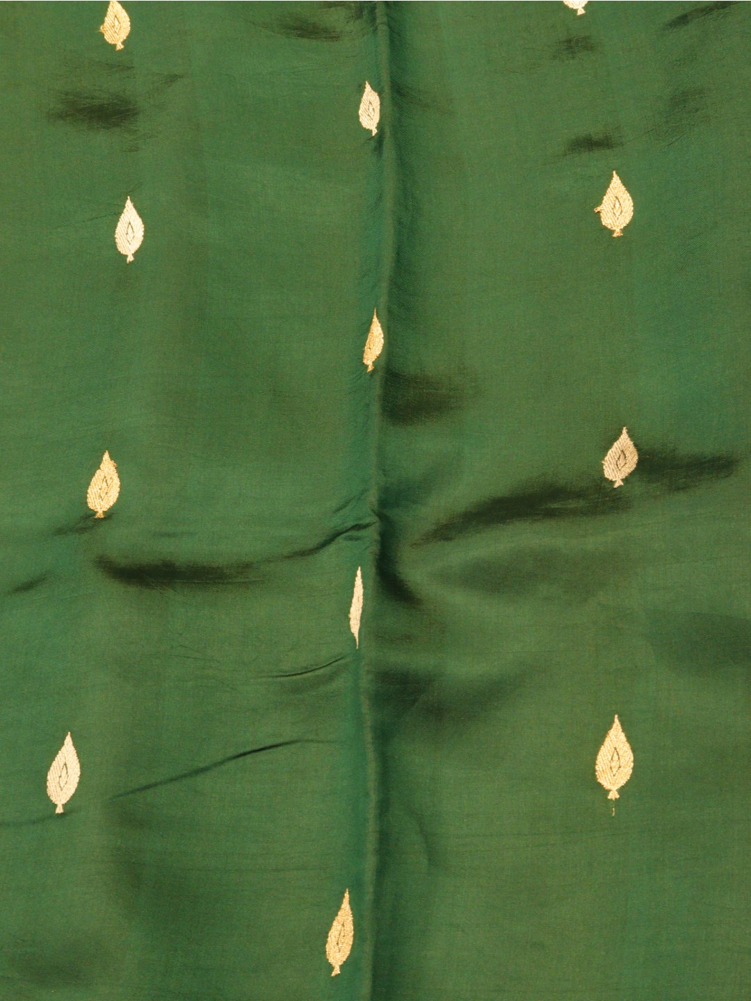 Bottle Green Katan Silk Banarasi saree blouse piece