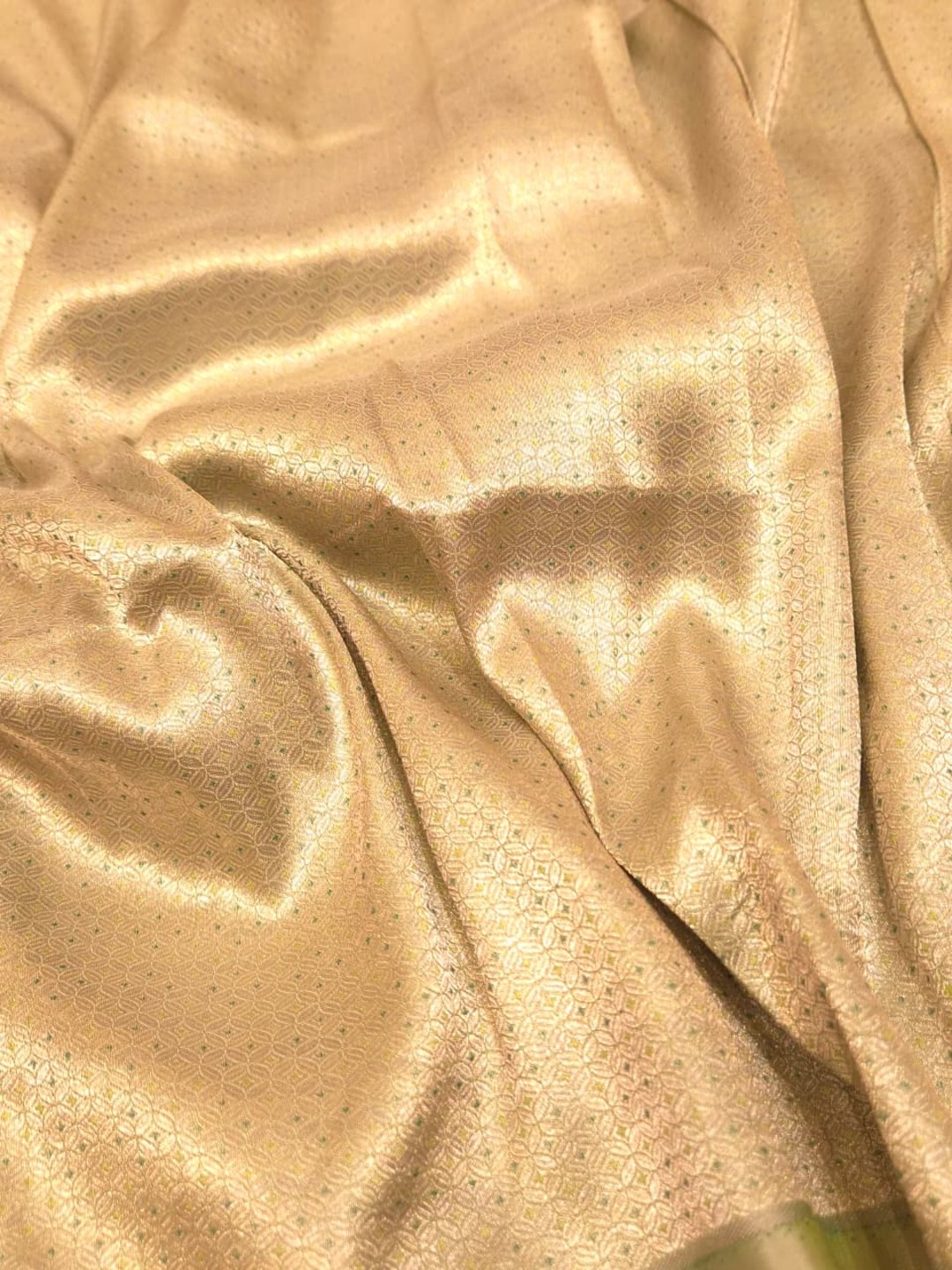Pista Green Mulbari silk Banarasi saree folded view