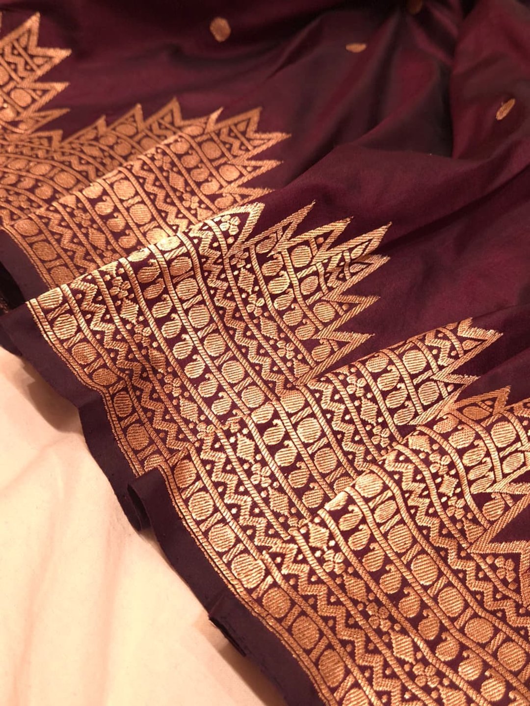 Deep Maroon Katan Silk Banarasi saree blouse piece