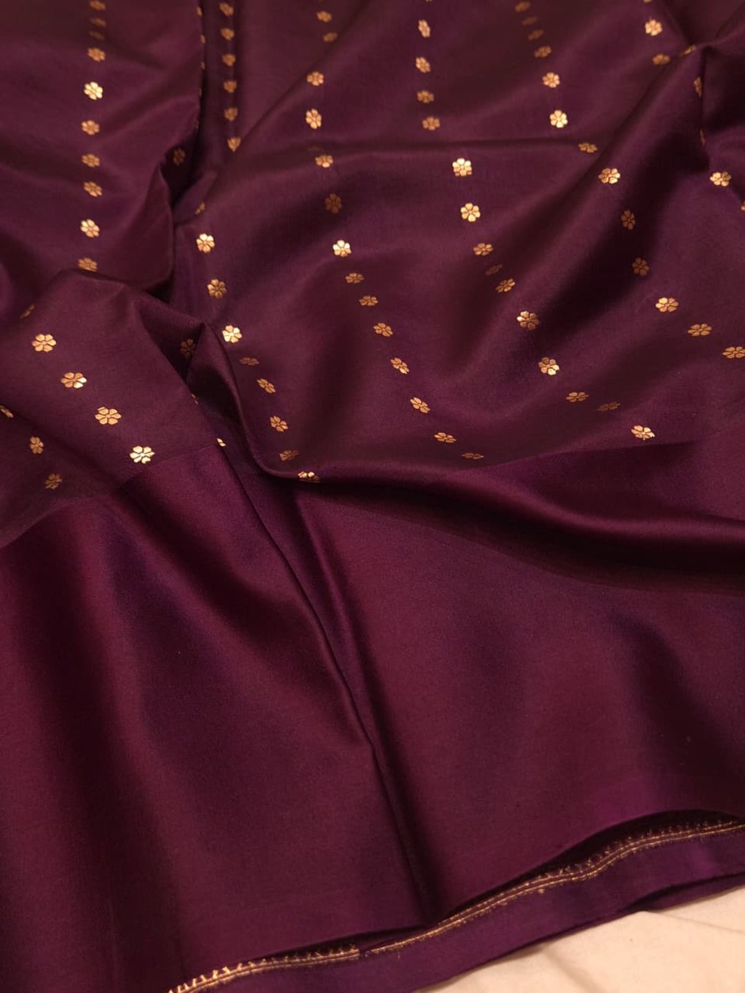 Brown Katan Silk Banarasi saree texture detail