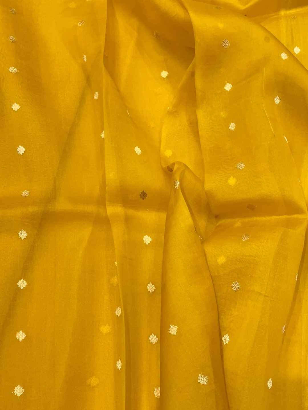 Dark yellow Kora Silk Banarasi saree blouse piece