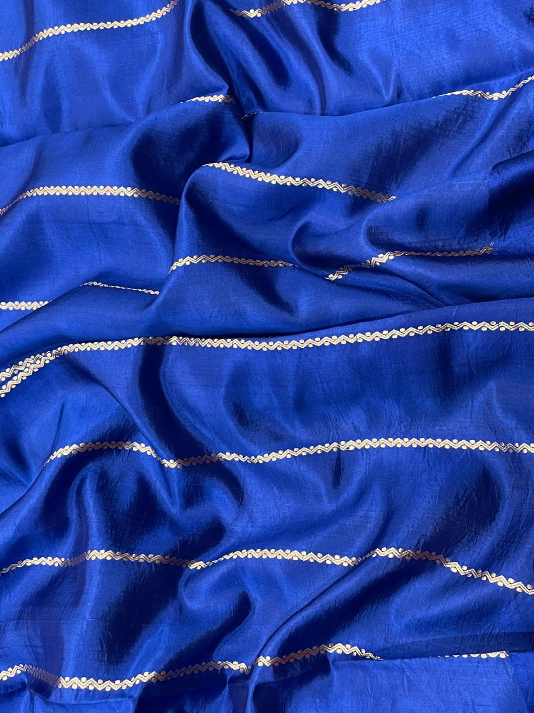 Royal blue Katan Silk Banarasi saree full spread