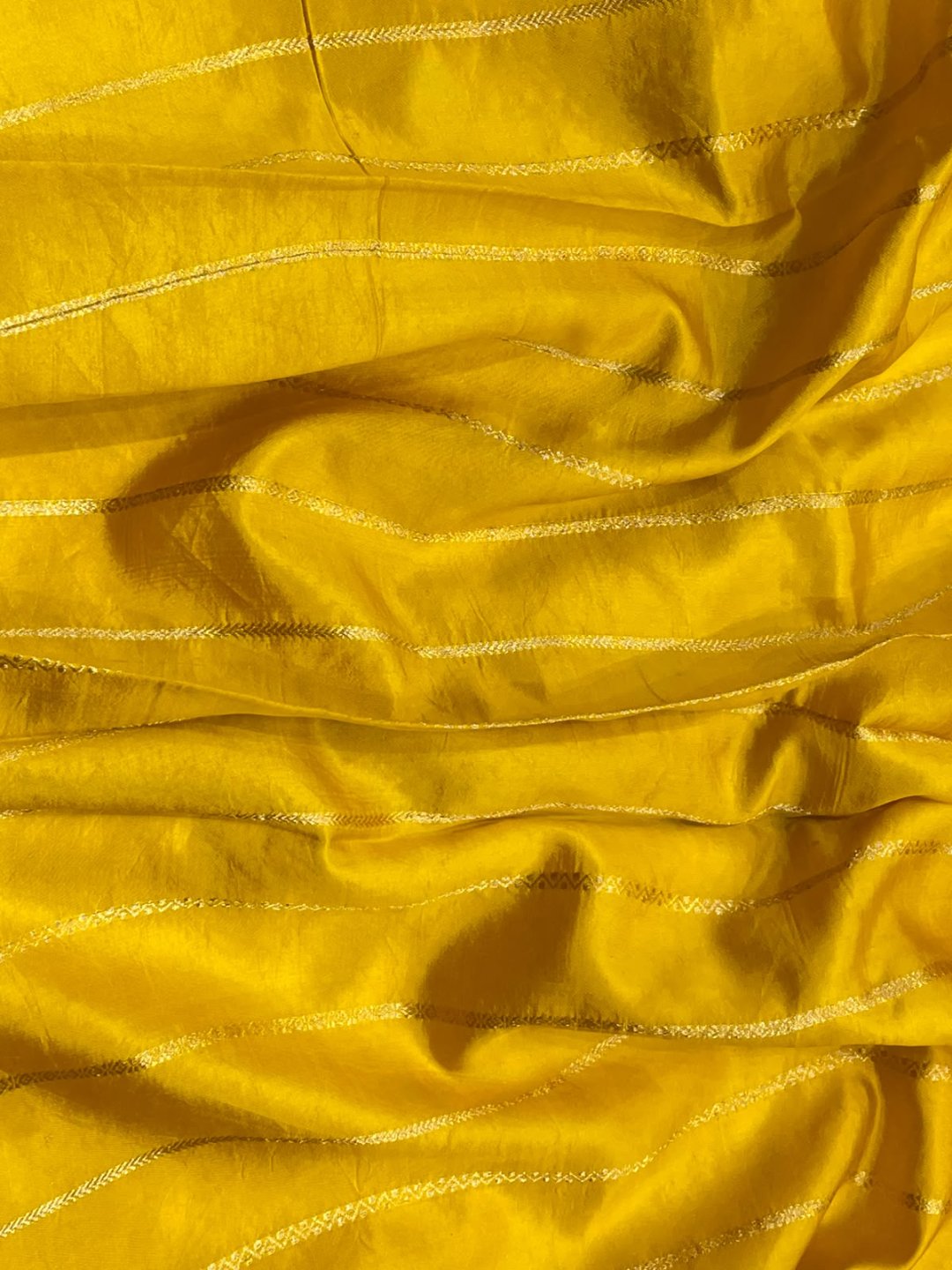 Lemon Yellow Katan Silk Banarasi saree full spread