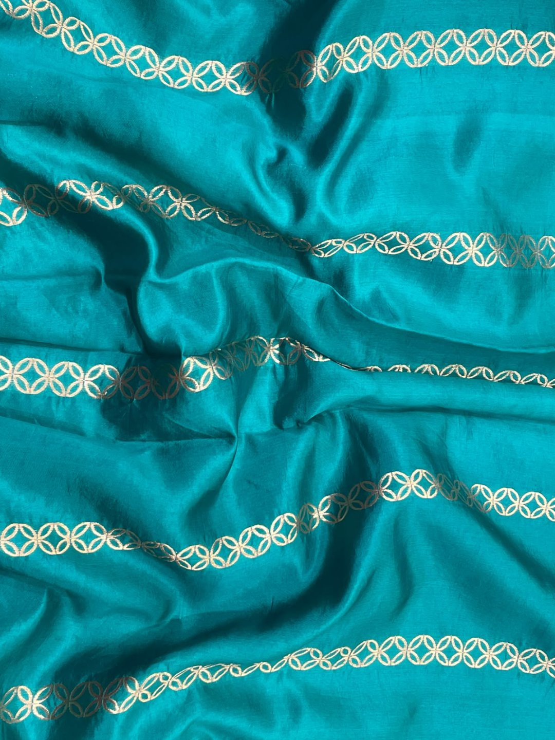 Aqua Green Katan Silk Banarasi saree full spread