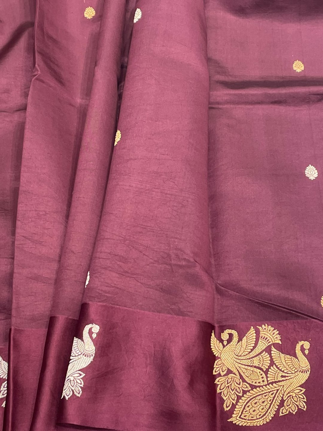 Deep Maroon Katan Silk Banarasi saree blouse piece