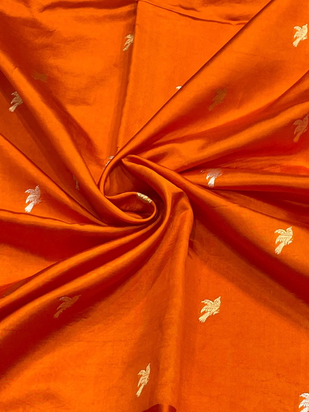 Burnt Orange Katan Silk Banarasi saree blouse piece