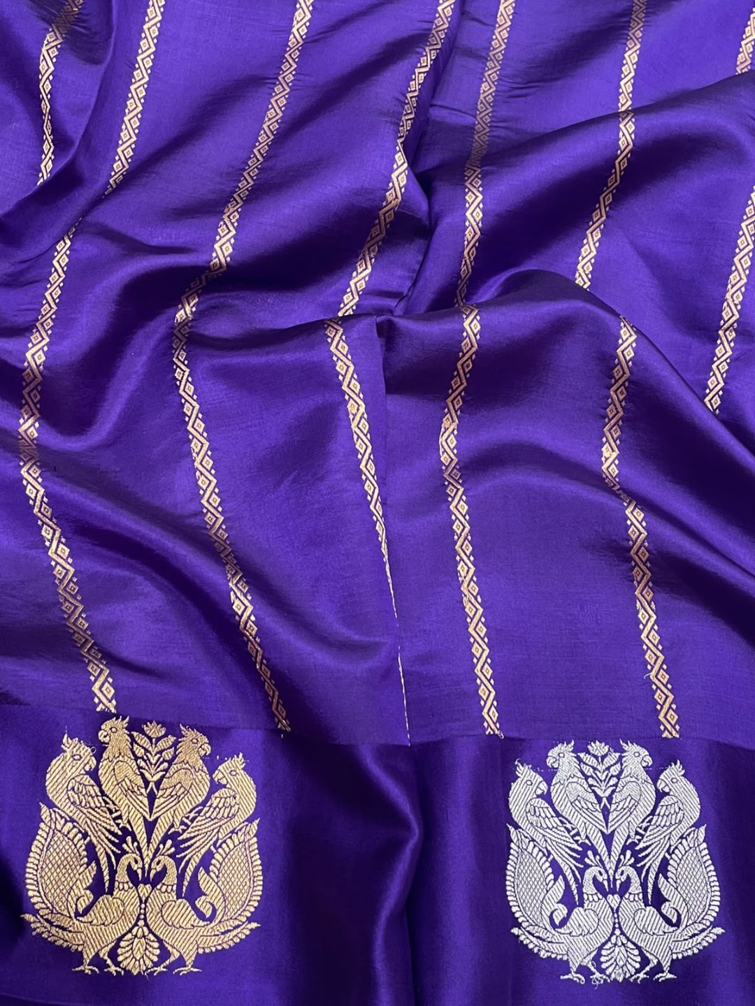 Royal Purple Katan Silk Banarasi saree blouse piece