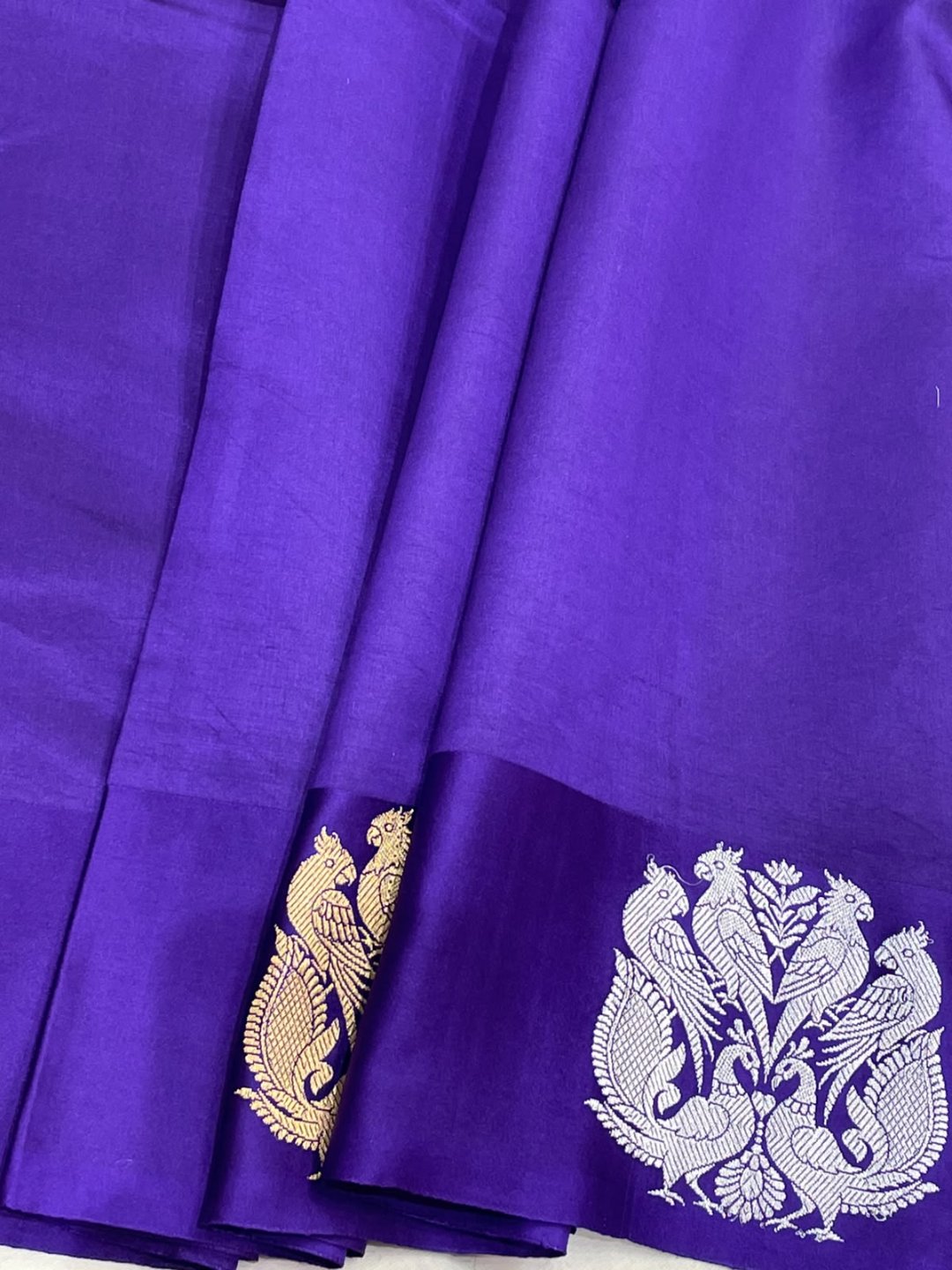 Royal Purple Katan Silk Banarasi saree full spread