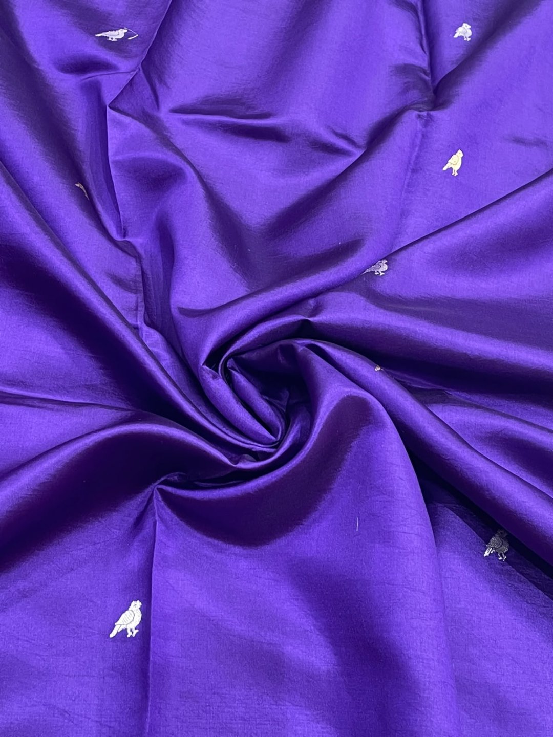 Royal Purple Katan Silk Banarasi saree border closeup