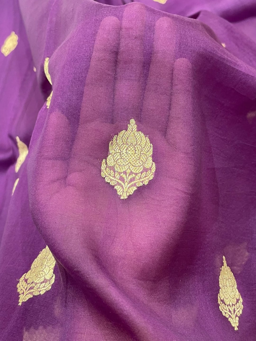 Deep Purple Kora Silk Banarasi saree blouse piece