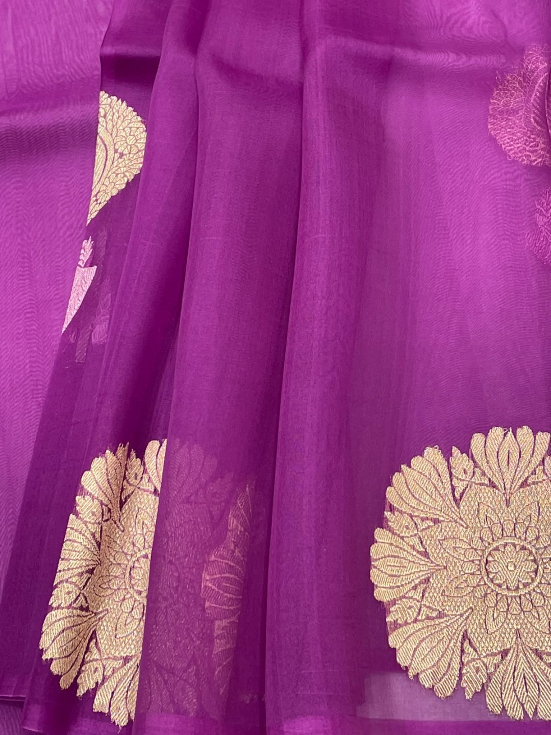 Magenta pink Kora Silk Banarasi saree blouse piece