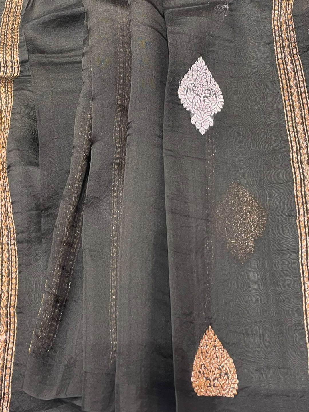 Black Kora Silk Banarasi saree blouse piece