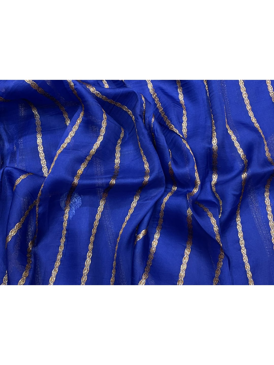 Royal Blue Kora Silk Banarasi saree full spread