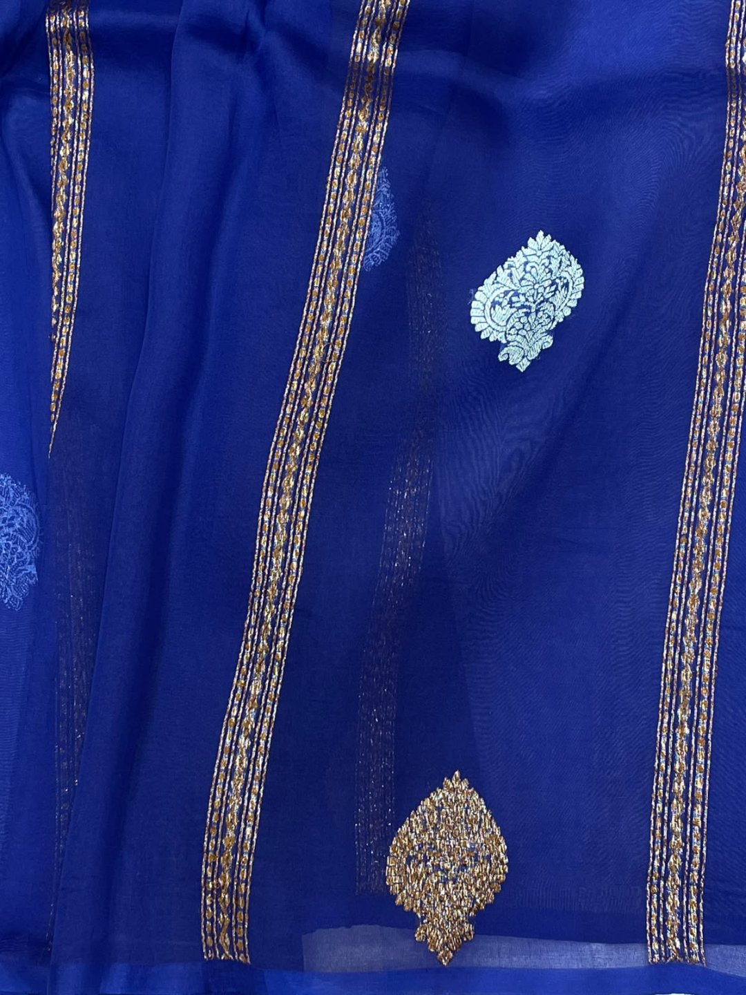 Royal Blue Kora Silk Banarasi saree blouse piece