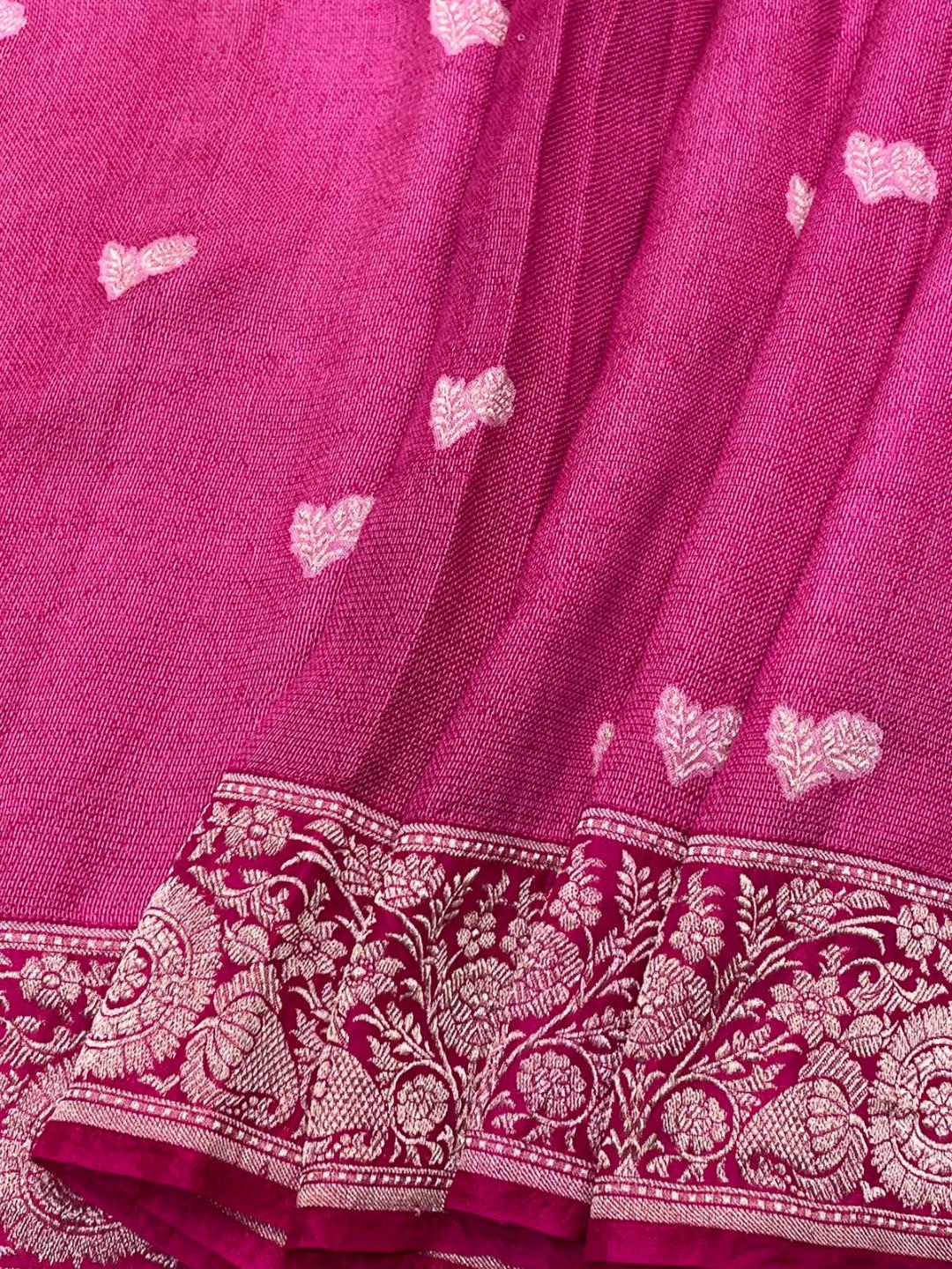 Pink Mashru silk Banarasi saree blouse piece