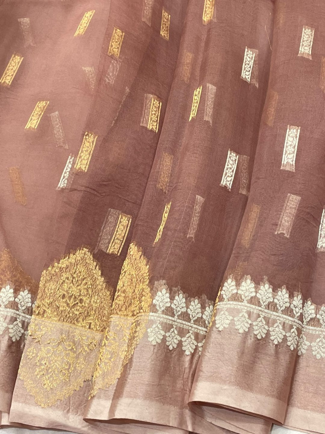 Dusty Pink Kora Silk Banarasi saree blouse piece