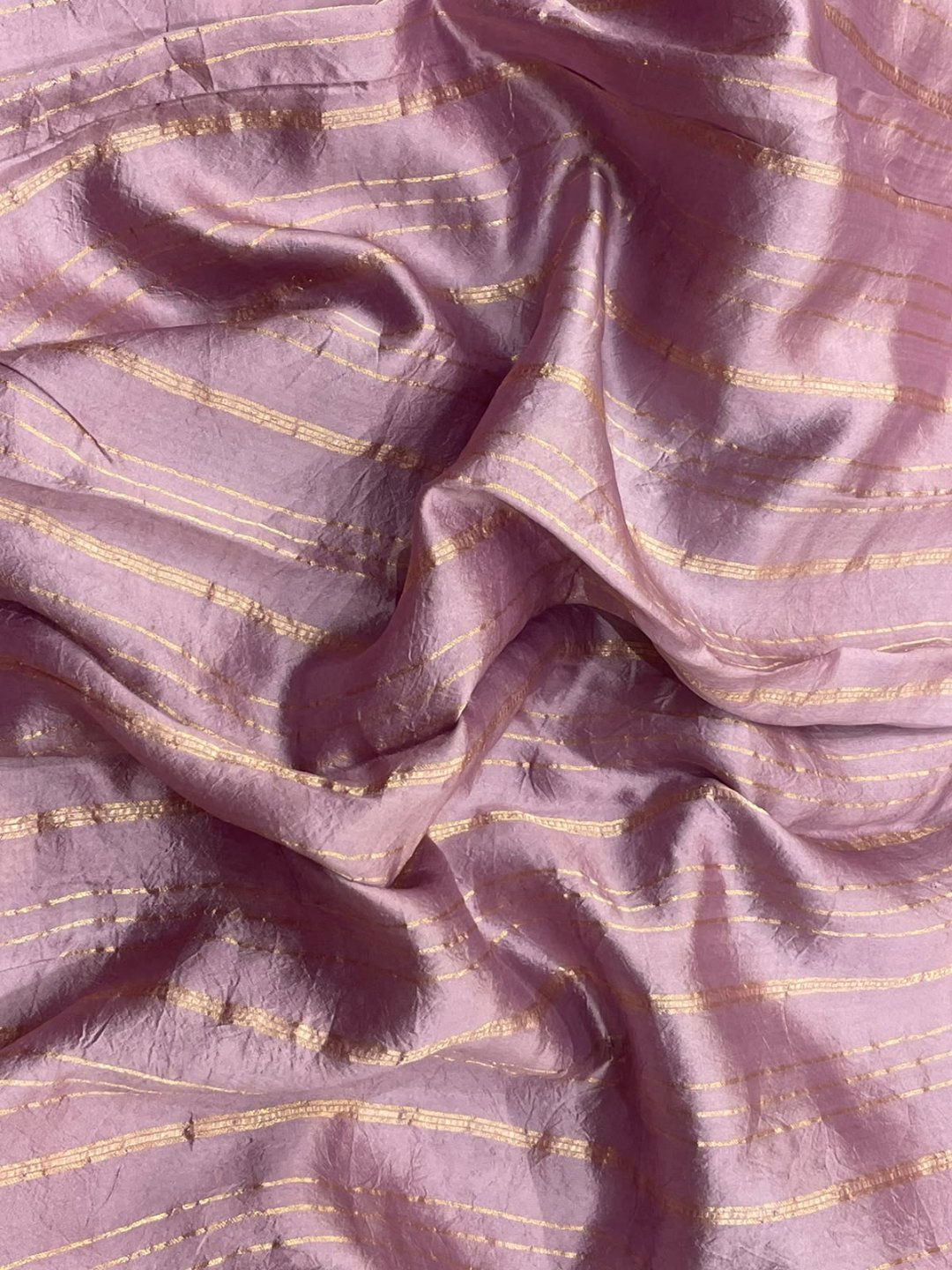 Peach Kora Silk Banarasi saree front drape view