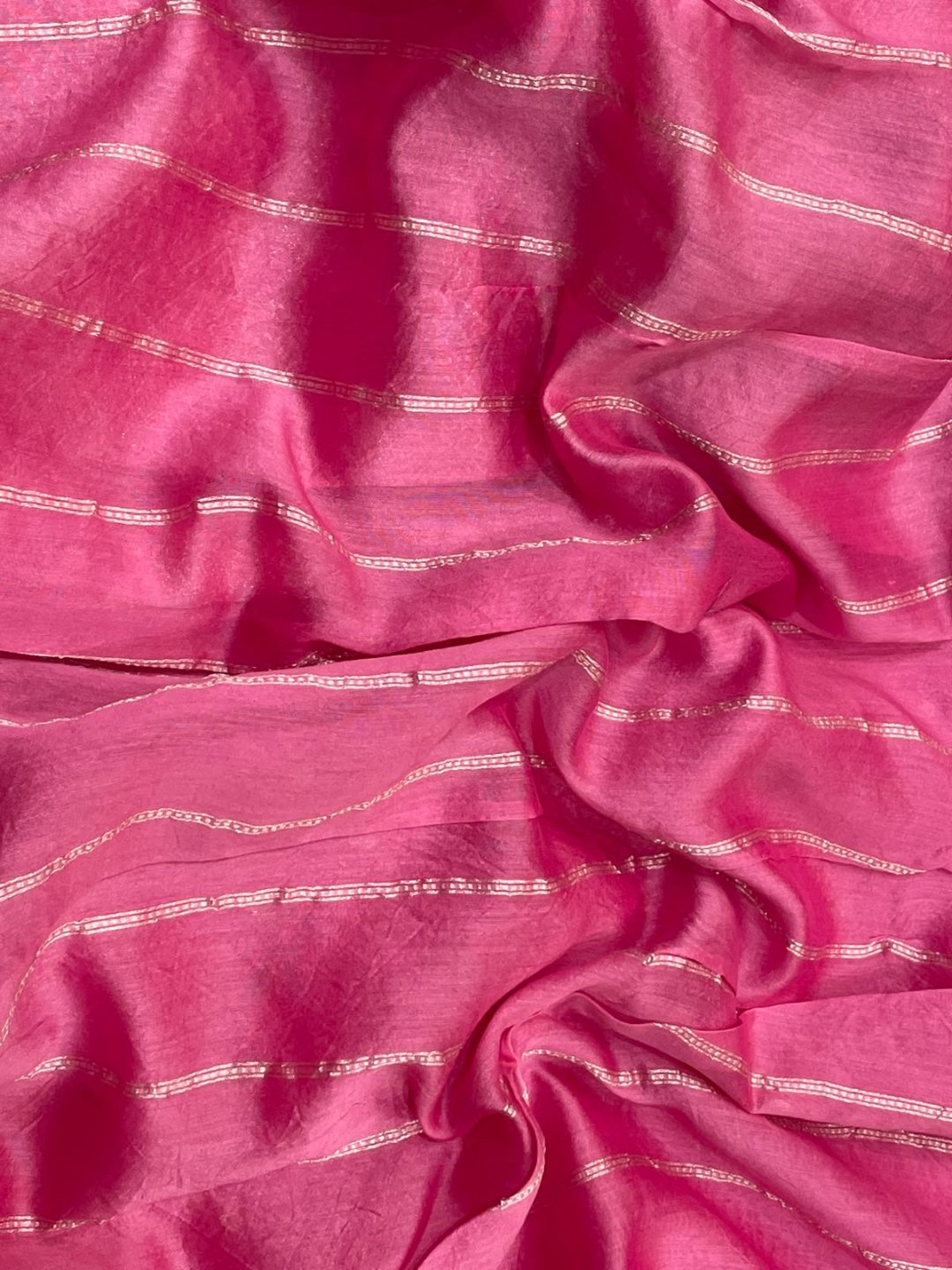 Light pink Kora Silk Banarasi saree full spread