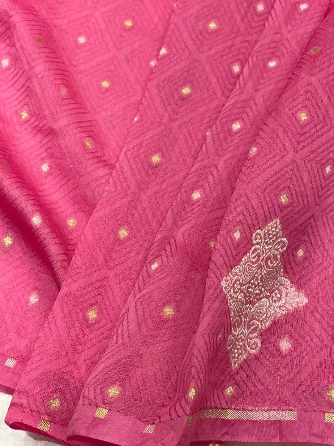 Light pink Kora Silk Banarasi saree blouse piece