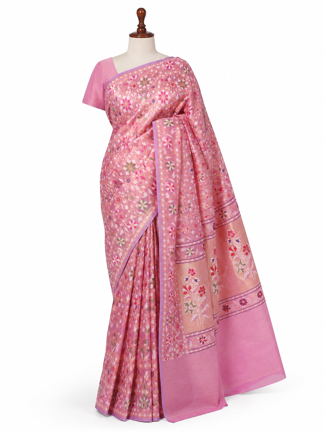 Banarasi Kora Multi meenakari jamdani - Lavendar