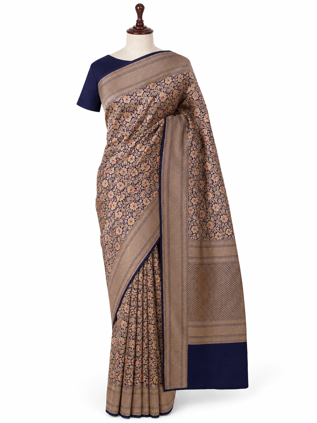 Banarasi Pure Katan Silk Brocade Handloom Saree - Royal Blue