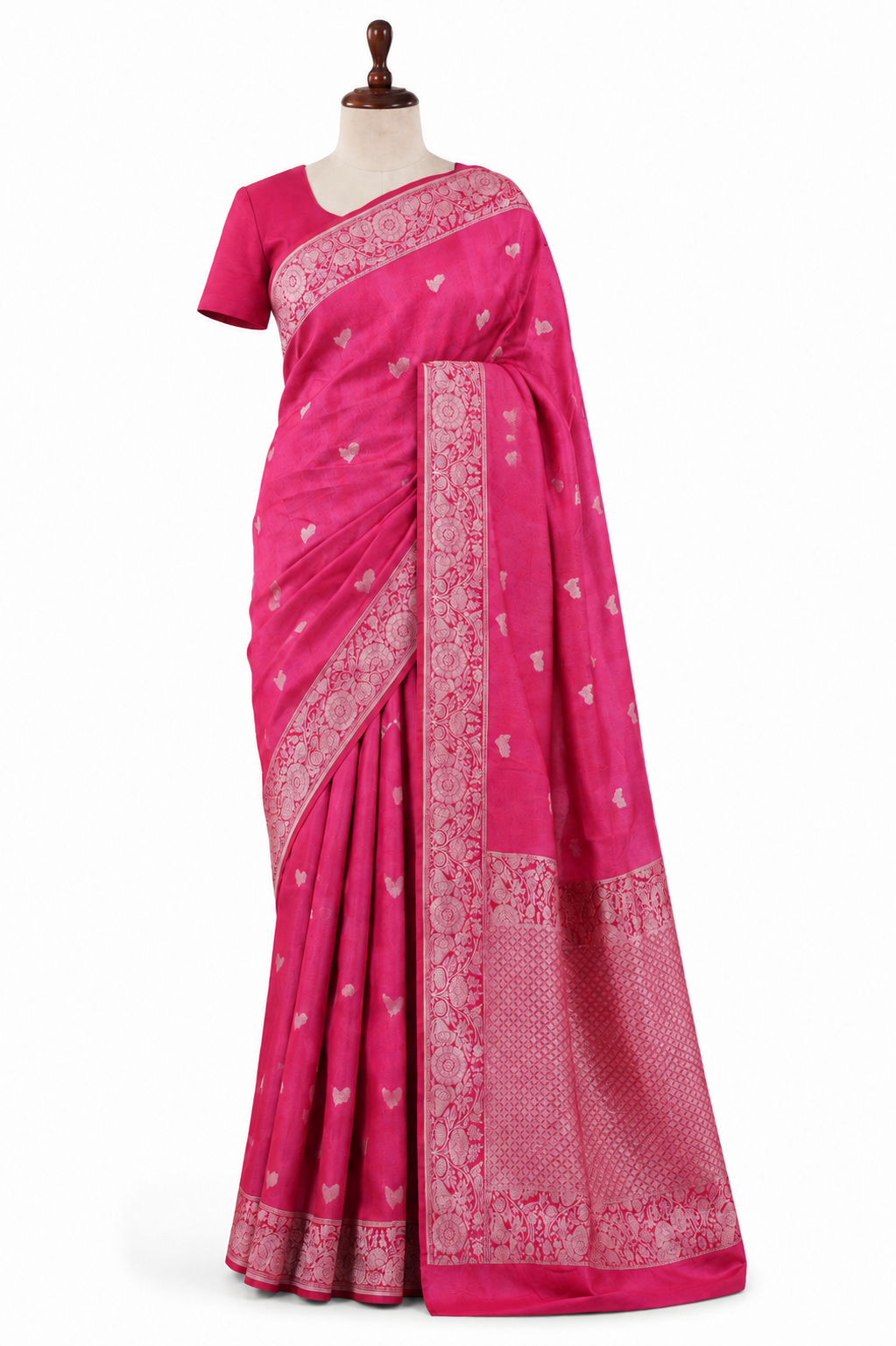 Banarasi Pure Mashru Geogertte Handloom Saree - Pink