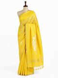 Paisley Pallu Handloom Banarasi Moonga Silk Saree - Yellow