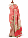 Paisley Pallu Handloom Banarasi Moonga Silk Saree - Peach