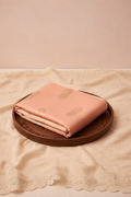 Peach Pure Kora Silk Handloom Saree with stripes Blouse