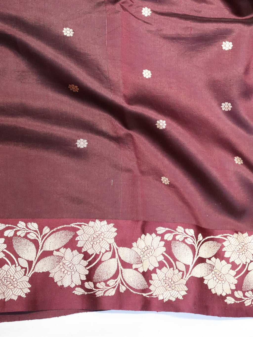 Pre-Order : Wine Pure Soft Katan Silk Handloom Saree with Stripes Blouse